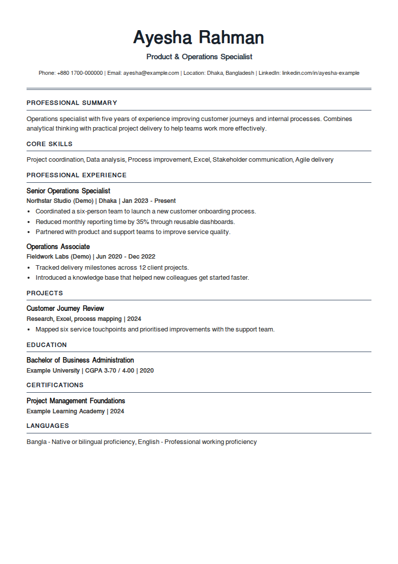 Folio Balance — A centered typographic masthead with a double underline; fine ruled section headings.