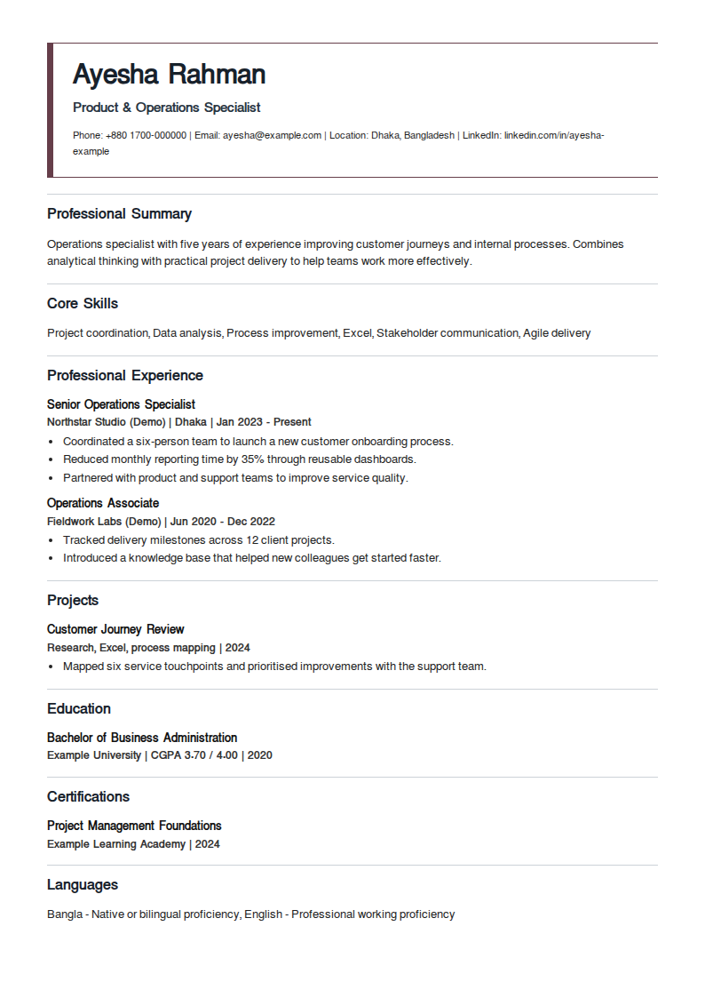 Linden Record — An inset nameplate with an open right edge; full-width section separators and open headings.