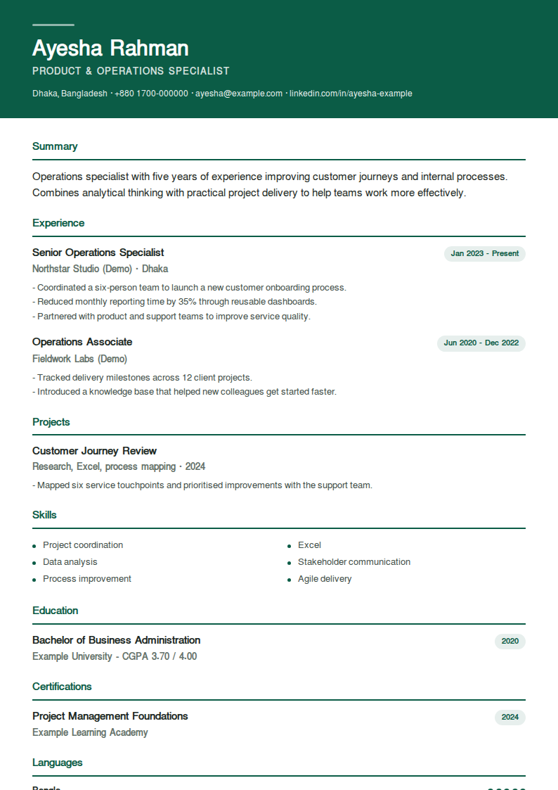 Banner — Solid header band, one-column & ATS-friendly