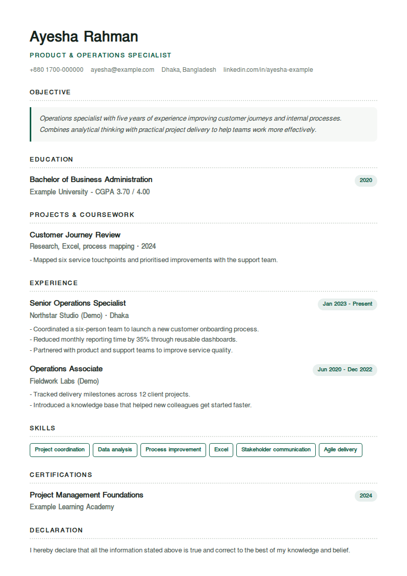 Internship — Entry-level & coursework