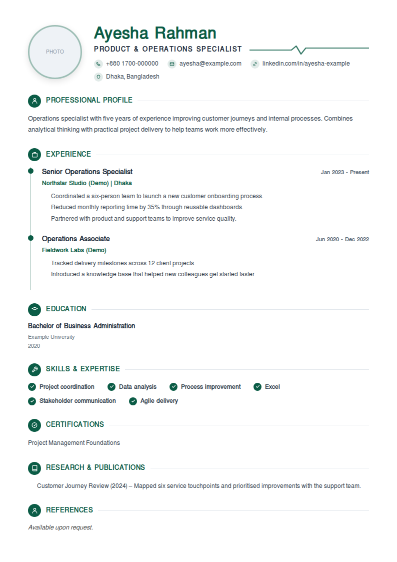 Medical Professional (Classic) — Single column, no sidebar