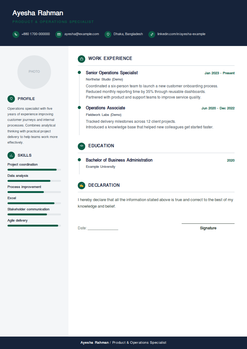 Timeline Dots — Navy bar, dotted timeline