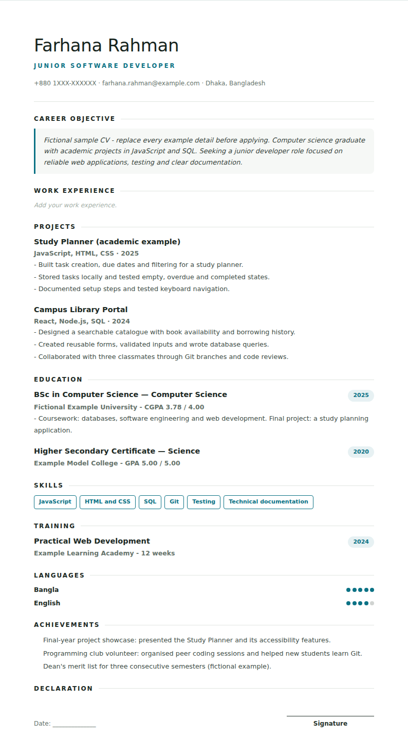 Minimal — Junior Software Developer